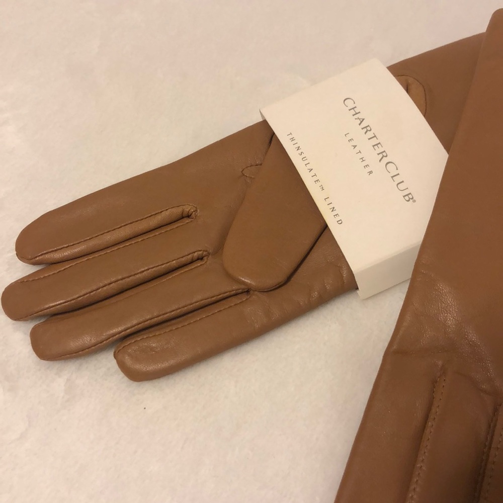 Charter Club Women Leather Gloves Almond - Picture 2 of 9